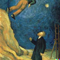 the discovery of gravity, painting by Vincent van Gogh generated by DALL·E 2
